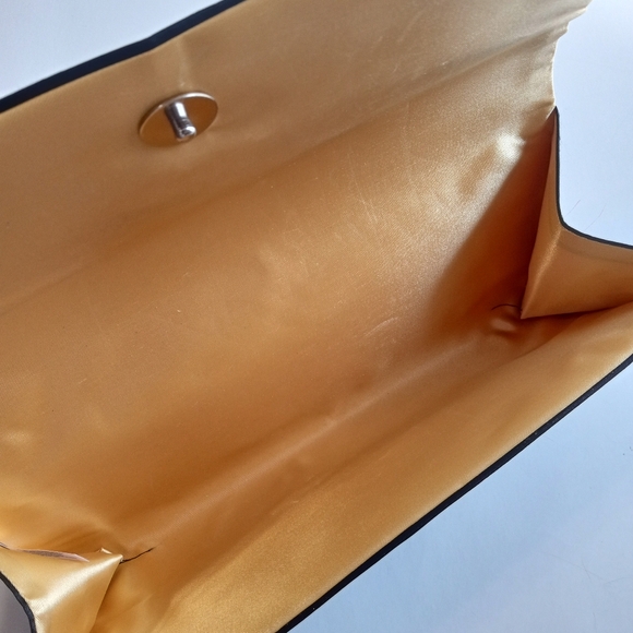 Black Gold Evening Lace Satin Formal Purse Clutch - Picture 6 of 6